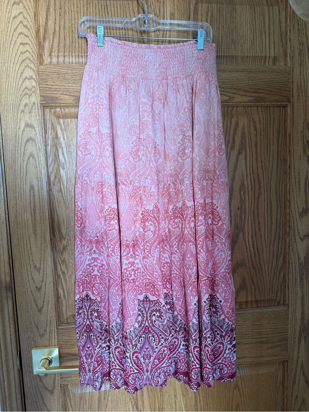 Liverpool Pink Ombre Paisley Maxi Skirt with Smocked Waistband